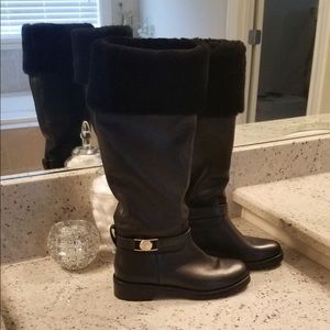 All black Versace genuine leather boots